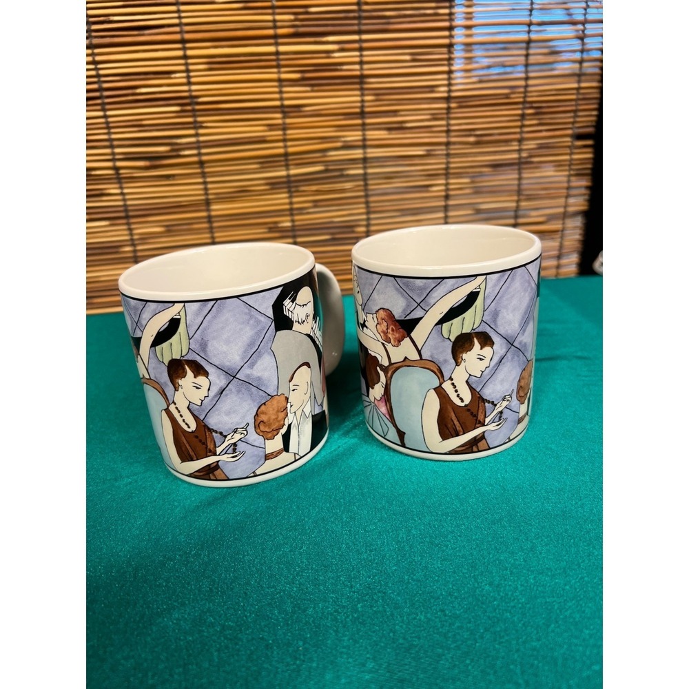Tabletrendz Sakura Tango Mugs Set of 2 Jazz Art Deco Stoneware